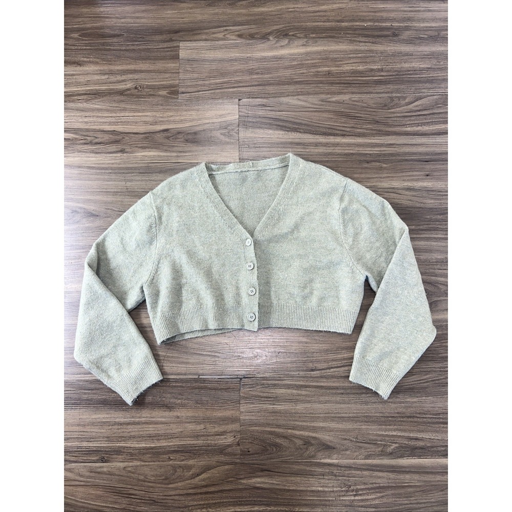 Cropped Olive/Mint Green Sweater Boho XL